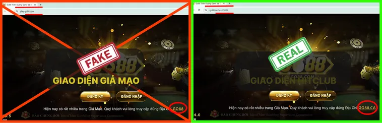 Link thật Go88.com ngắn gọn, dễ đọc, còn link giả Go88.com dài, chứa ký tự đặc biệt hoặc số rối.